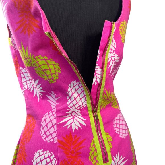 Macbeth Collection Size M Pink Sleeveless Dress With Pineapple Print - Picture 8 of 9